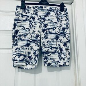 Tropical Print Biker Shorts